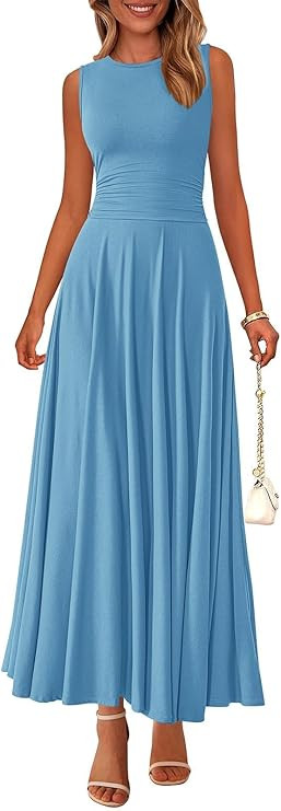 PRETTYGARDEN Womens Summer Dresses 2026 Casual Sleeveless Crewneck Aline Maxi Dress Stretch Tank ... | Amazon (US)