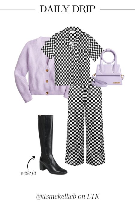 Curvy girl outfit | cool girl outfit | lavender sweater | boots | wide fit | checkered set 

#LTKcurves #LTKshoecrush #LTKstyletip