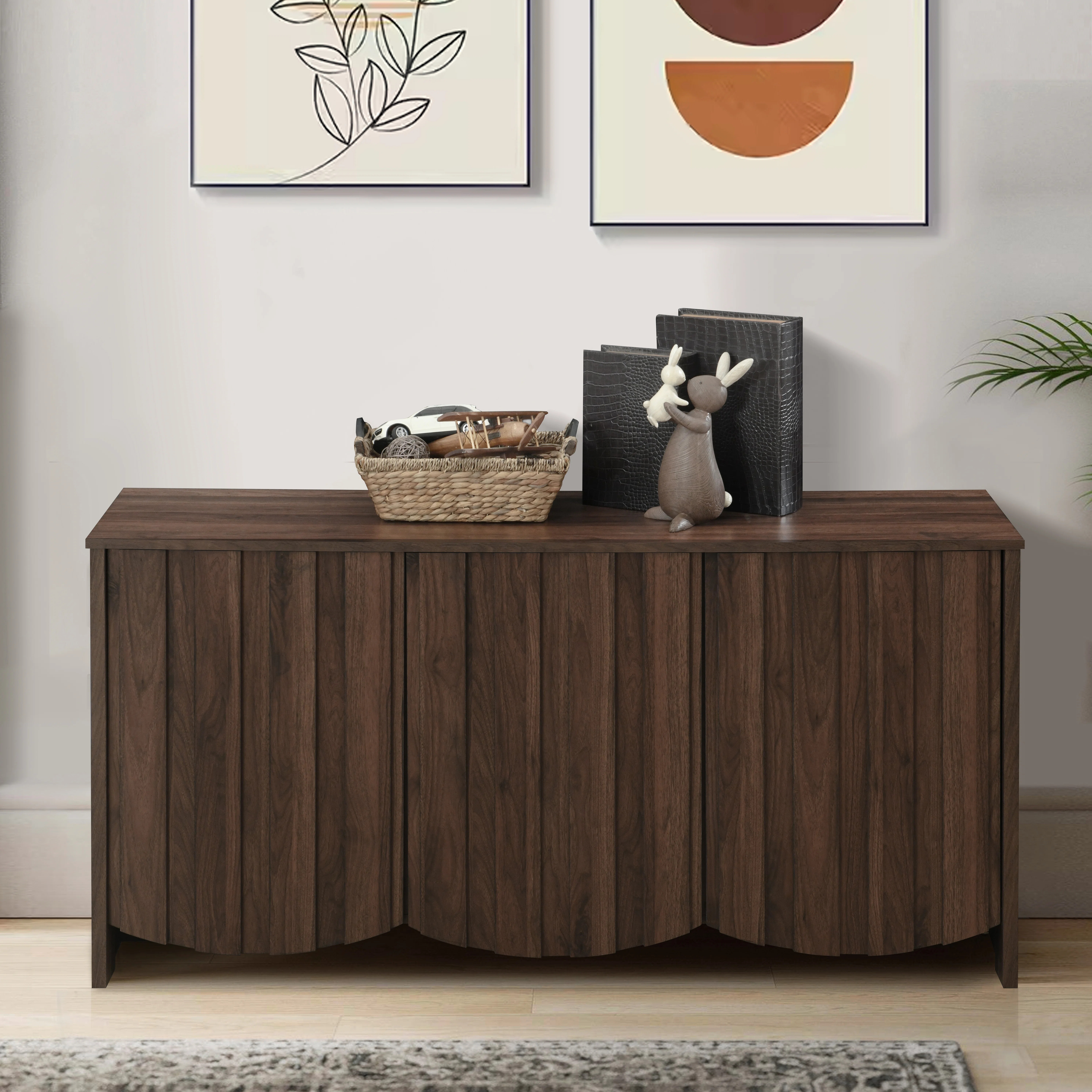Ebern Designs Winette 60" W Mid Century Modern Sideboard with Scalloped Doors & Reviews | Wayfair | Wayfair North America
