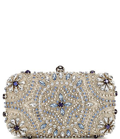 Landry Encrusted Crystal Minaudiere Clutch - Silver | Dillard's