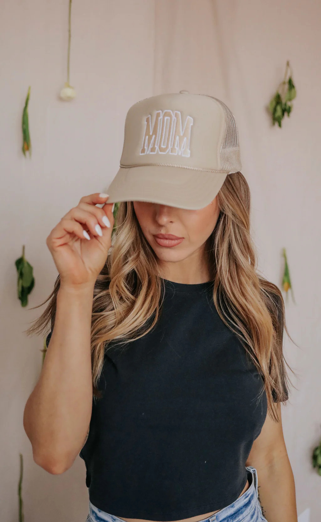 charlie southern: mom block tan trucker hat | RIFFRAFF