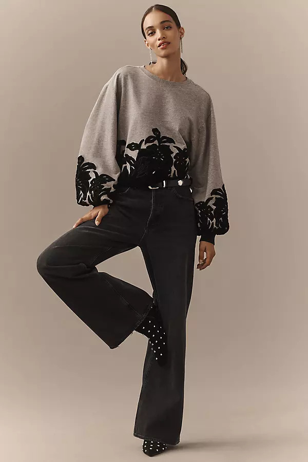 Velvet Appliqué Sweatshirt | Anthropologie (US)