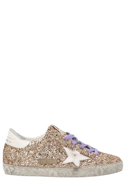 Golden Goose Deluxe Brand Superstar Glitter-Embellished Lace-Up Sneakers | Cettire Global