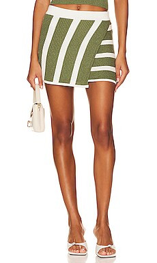 L'Academie Drea Striped Knit Mini Skirt in Green & Ivory from Revolve.com | Revolve Clothing (Global)