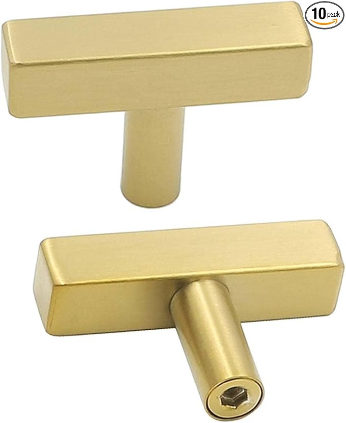 goldenwarm 10 Pack Brushed Brass Cabinet Knobs Drawer Knobs Gold Kitchen Hardware 2 inch (50mm) O... | Amazon (US)