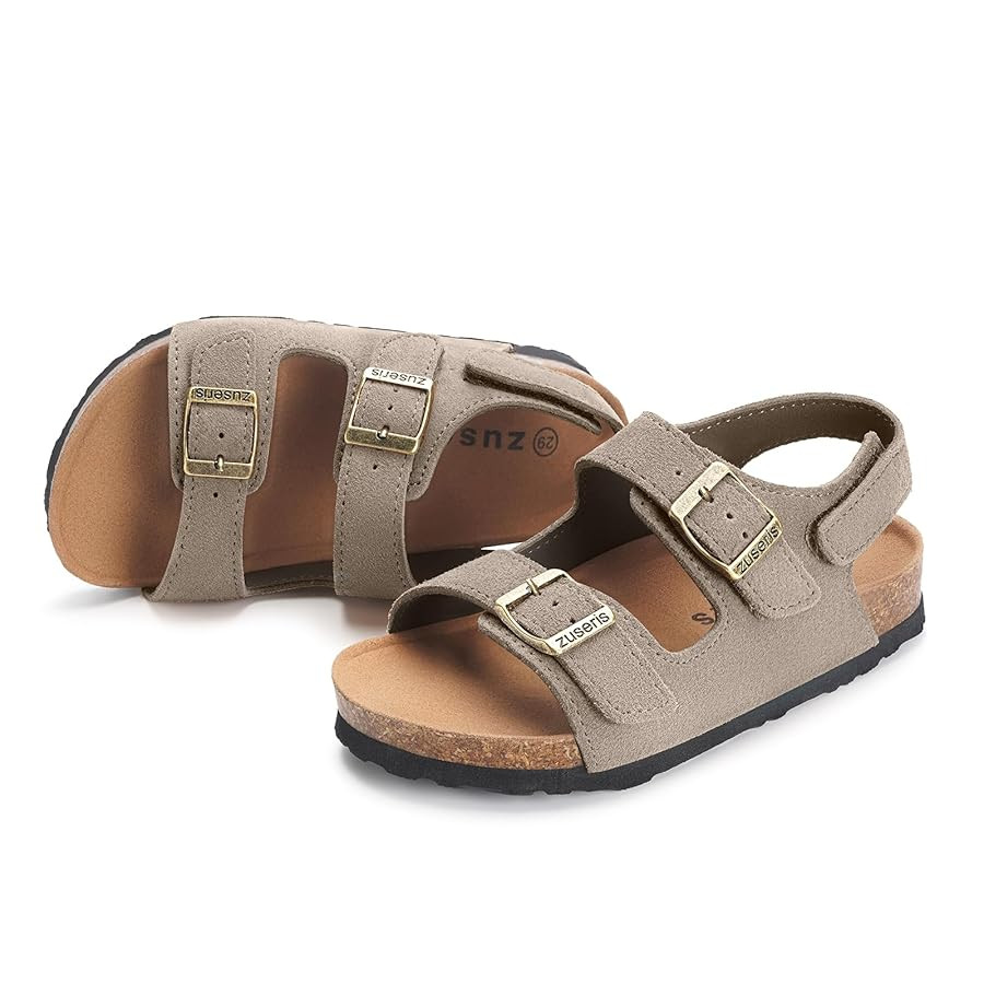 ZUSERIS Kids Toddler Sandals Boys Girls Cork Footbed Sandal Comfort Double Buckle Slip On Slipper... | Amazon (US)