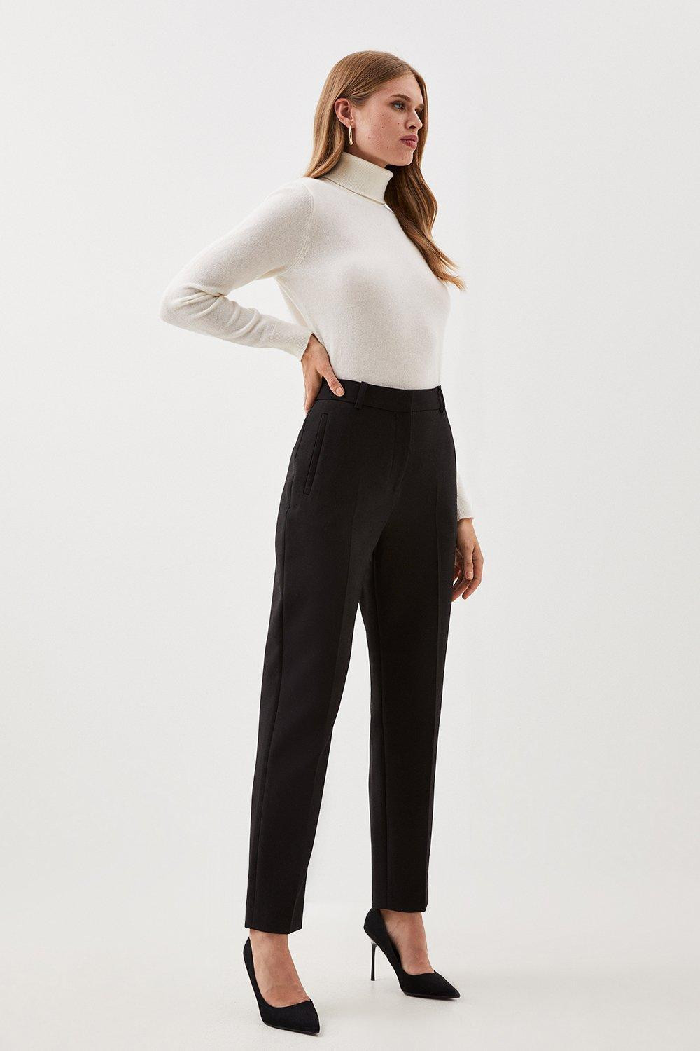 Petite Tailored Compact Stretch Slim Leg Tailored Trouser | Karen Millen UK + IE + DE + NL