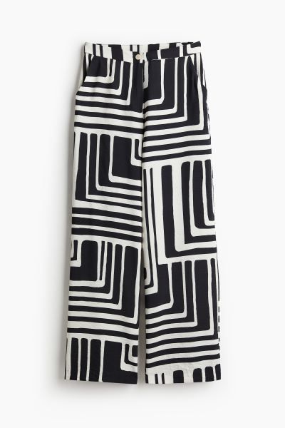 Wide-leg Pants - Black/patterned - Ladies | H&M US | H&M (US + CA)