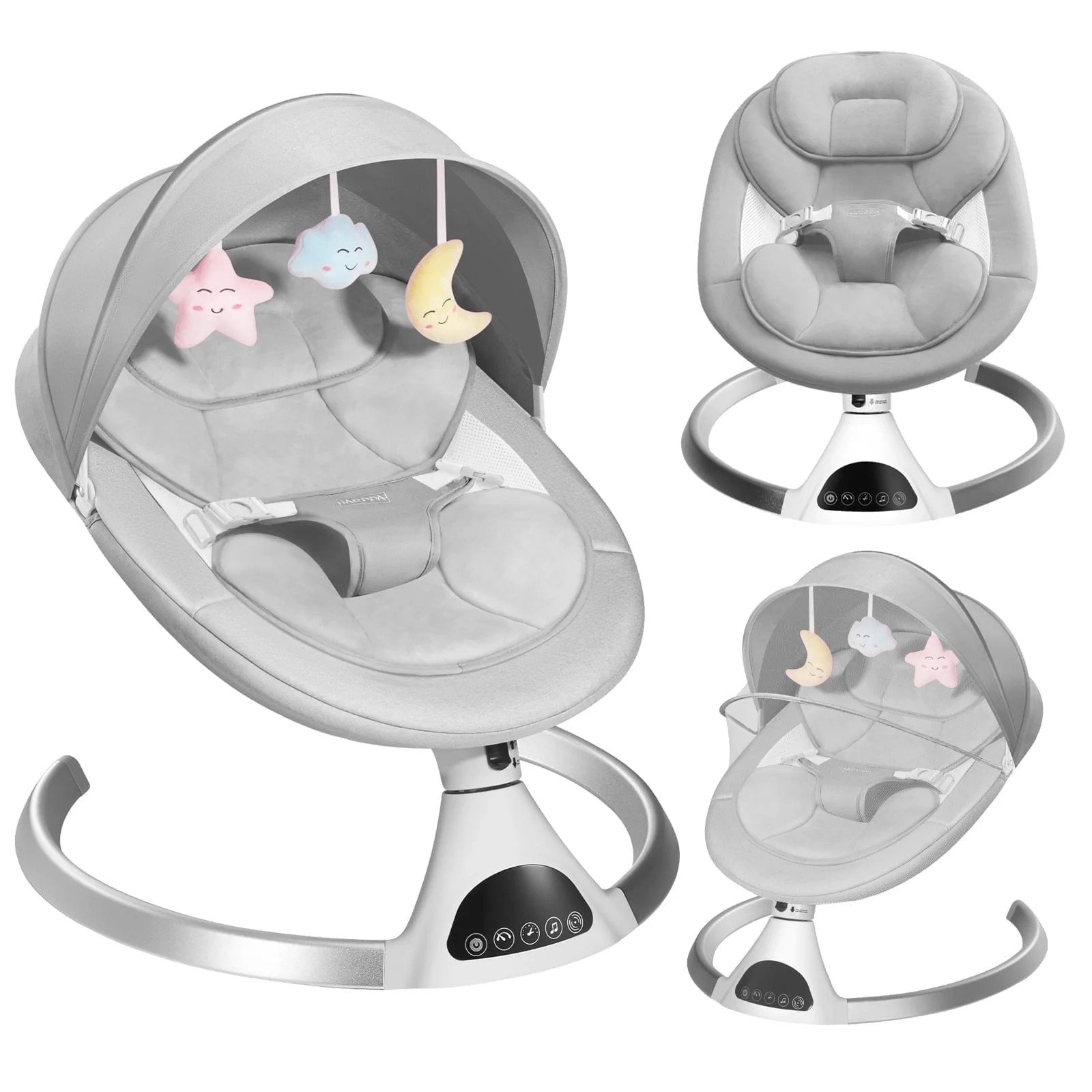 HARPPA Electric Baby Swing for Infants with Bluetooth Music, 5 Sway Speed, Remote Control, Gray | Walmart (US)