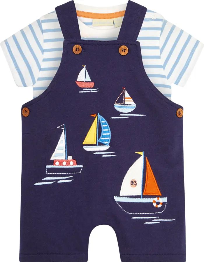 JOJO MAMAN BEBE Sailboat Appliqué T-Shirt & Overalls Set | Nordstrom | Nordstrom