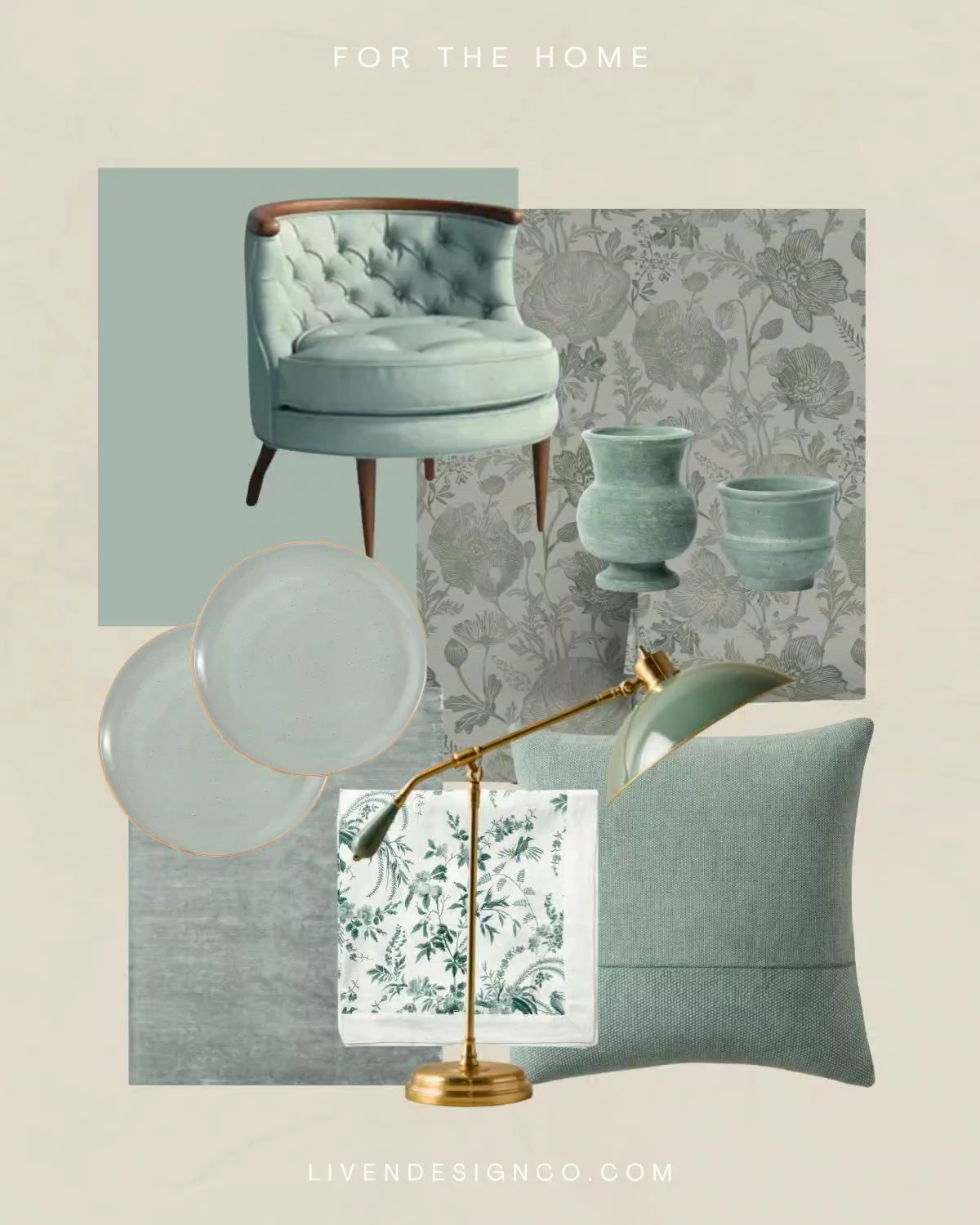 Jade green. Home decor. Floral tablecloth. Armchair. Floral botanical wallpaper. Wall paint. Trends. Throw pillow. Dinnerware. Stoneware. Task lamp. Desk lamp. Vintage lamp. Ceramic vase. Area rug. 

#LTKSpringSale #LTKSeasonal #LTKHome