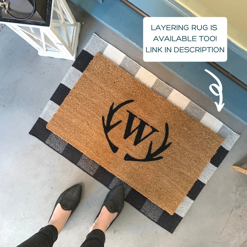 Antler Doormat / Custom Welcome Mat / Personalized Doormat / | Etsy | Etsy (US)