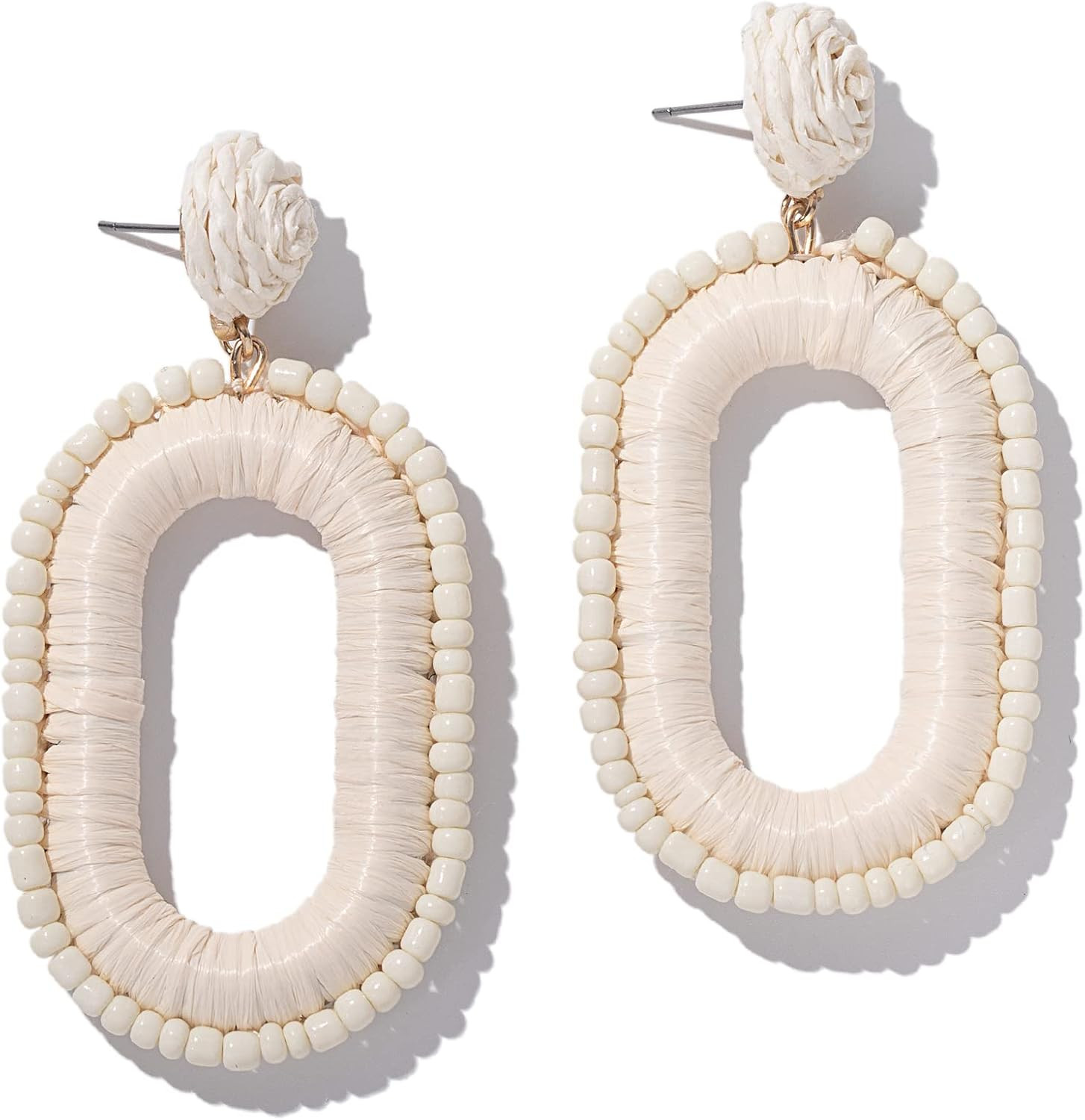 Beaded Raffia Earrings Statement Boho Earrings Cute Seed Bead Earrings Square Drop Dangle Earring... | Amazon (US)