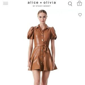 OFRA VEGAN LEATHER MINI DRESS WITH TIE BELT - camel color | Poshmark