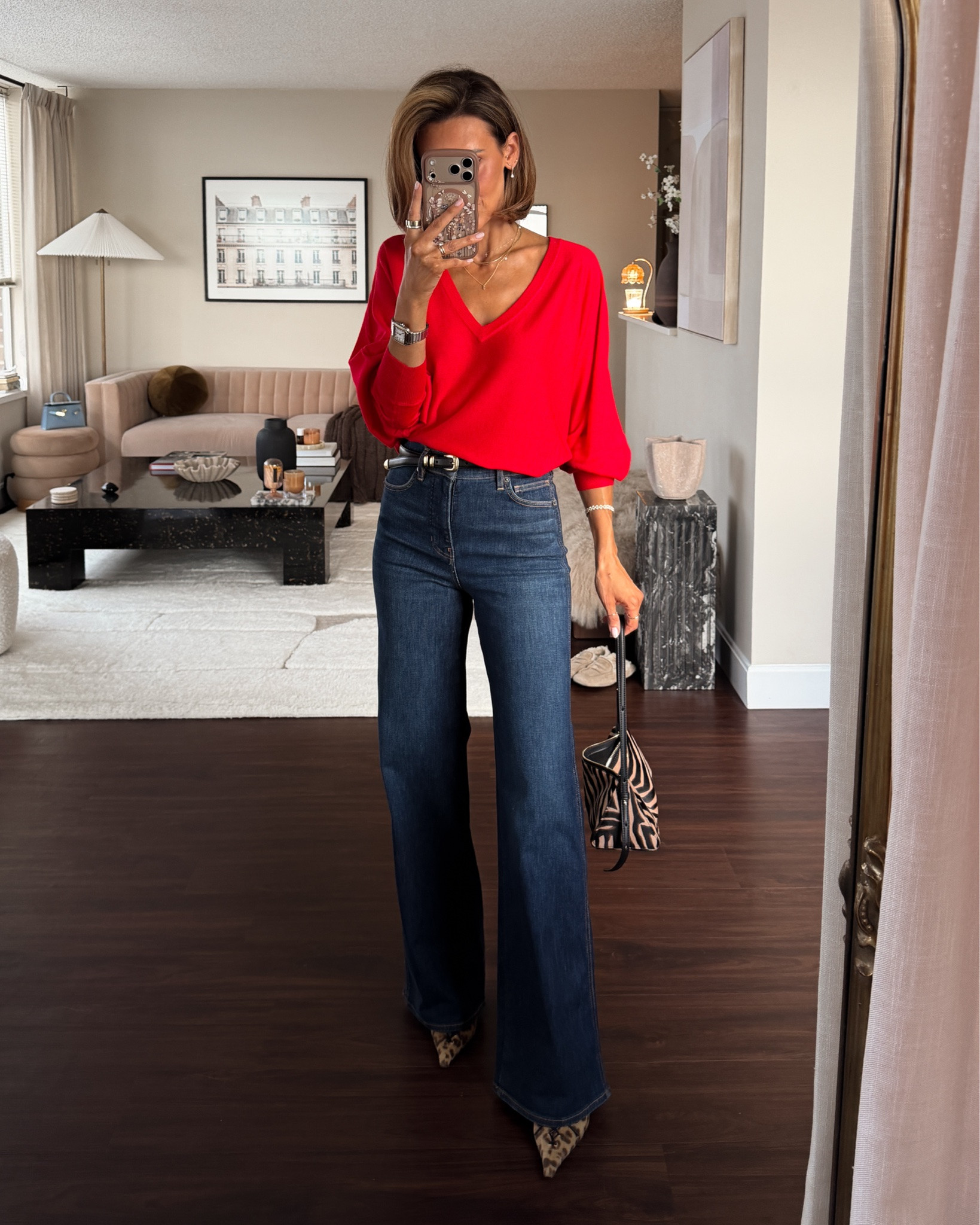 The most flattering pair of jeans I own! ❤️ paired with the newest Zara v-neck pullover! Size 25/xs 
Fall style, chic fall outfit

#LTKootd #LTKgrwm #LTKSeasonal
