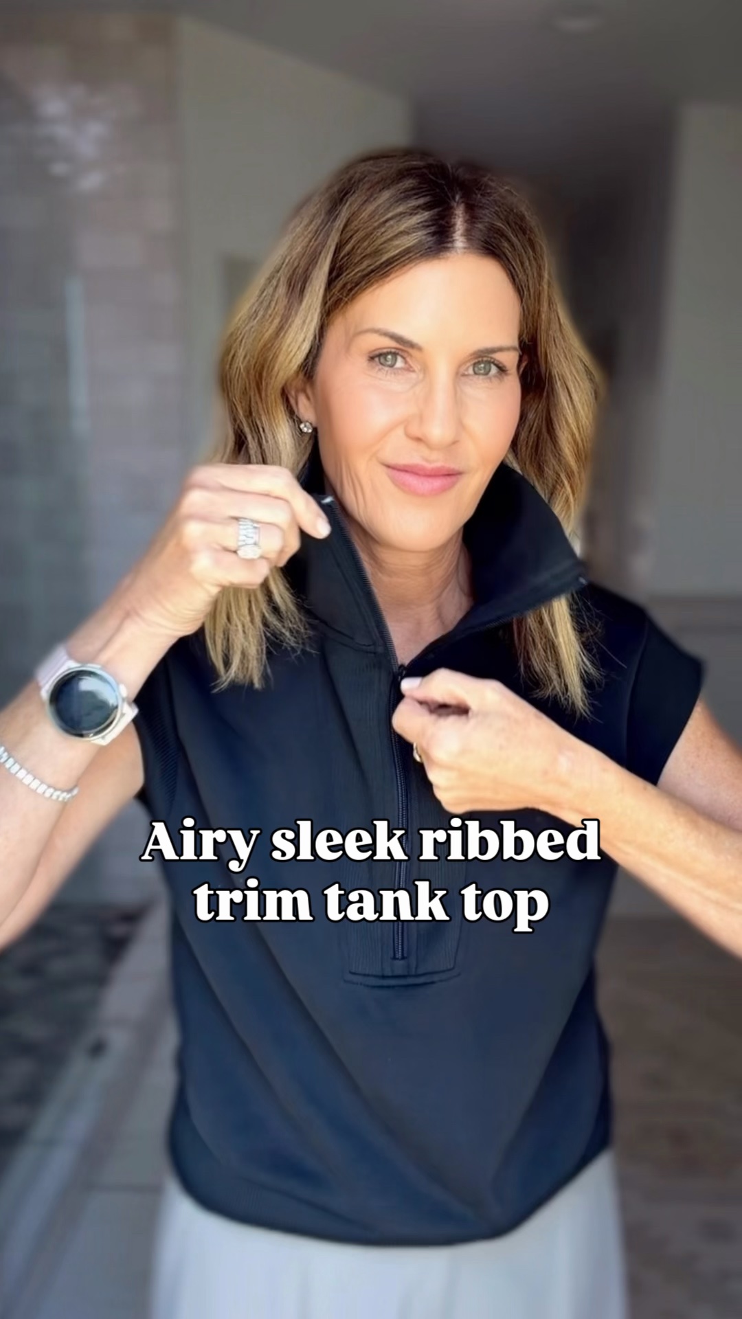 Wearing a size medium sleek ribbed tank half zip

#LTKOver40 #LTKActive