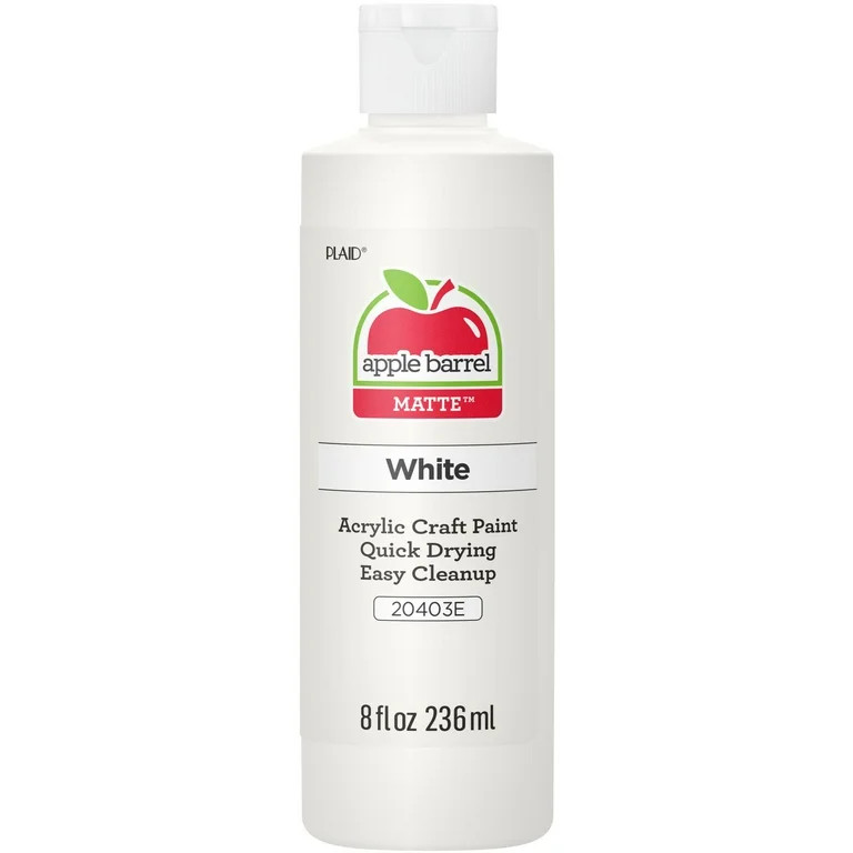 Apple Barrel Acrylic Craft Paint, Matte Finish, White, 8 fl oz | Walmart (US)