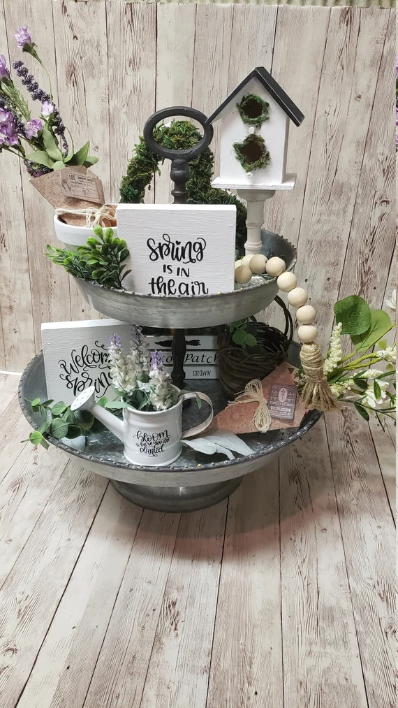 Spring Themed Tiered Tray Decor | Etsy (US)