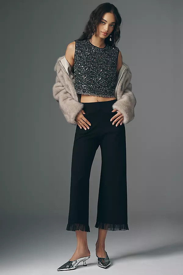 The Colette Tulle Ruffle Crop Party Pants by Maeve | Anthropologie (US)