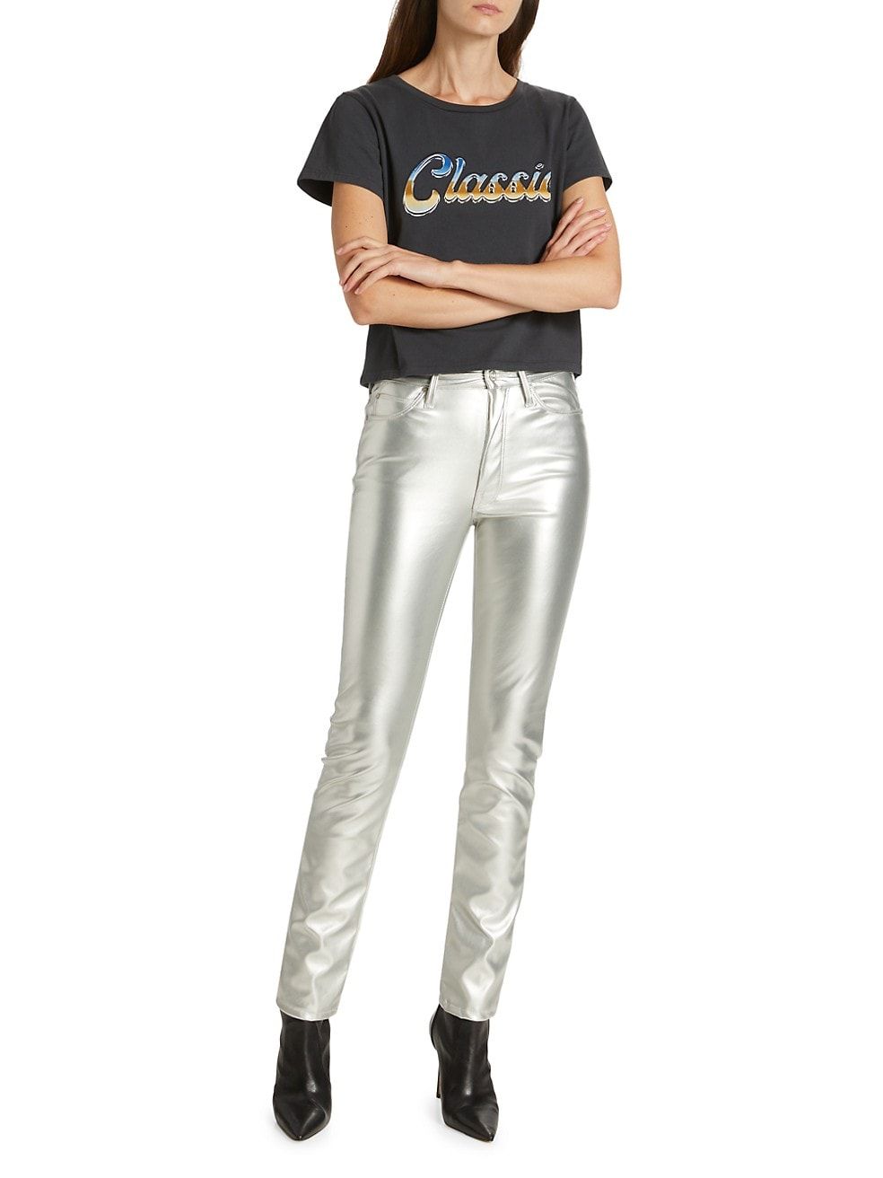 The Dazzler Faux-Leather Metallic Skinny Pant | Saks Fifth Avenue