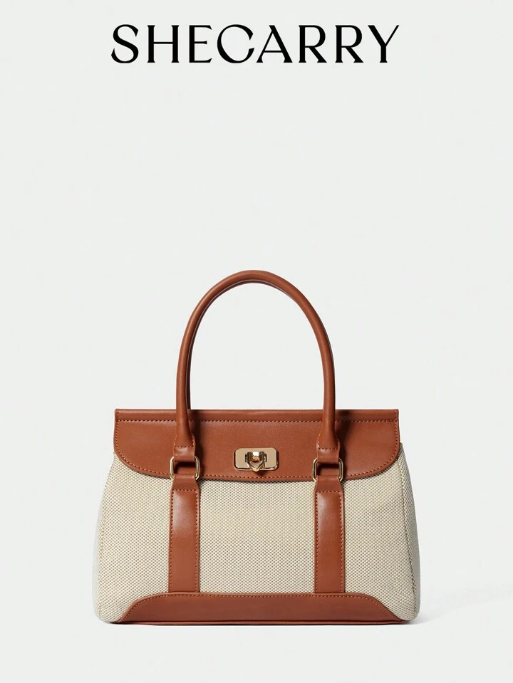 SHECARRY Women's Contrasting Color Large Capacity Handbag, Suitable For Commuting And Daily Use | SHEIN