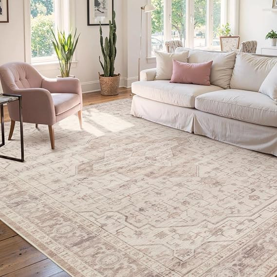 Pink 6x9 Washable Area Rug for Living Room & Bedroom, | Amazon (US)