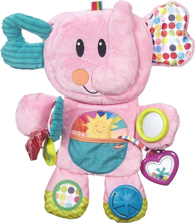 Playskool Fold 'n Go Elephant Stuffed Animal Tummy Time Toy for Babies 3 Months and Up, Pink (Ama... | Amazon (US)