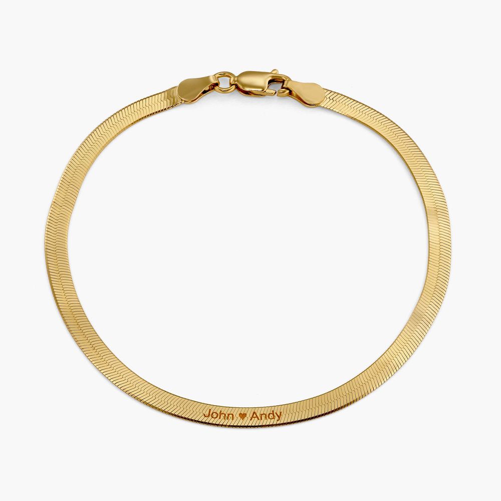 Herringbone Engraved Slim Bracelet - Gold Vermeil | Oak & Luna (US)