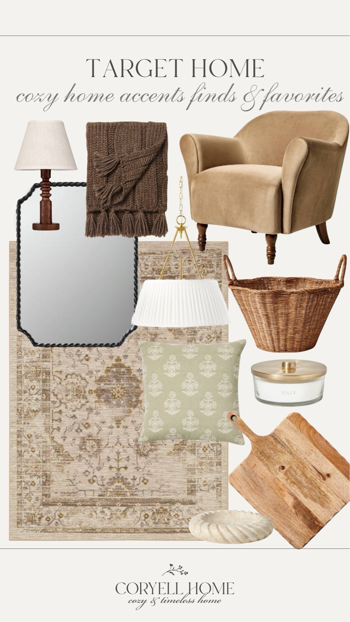 Cozy home accents from Target! These would be perfect for a neutral, elevated home refresh. The prettiest mix of woven accents and modern decor pieces.