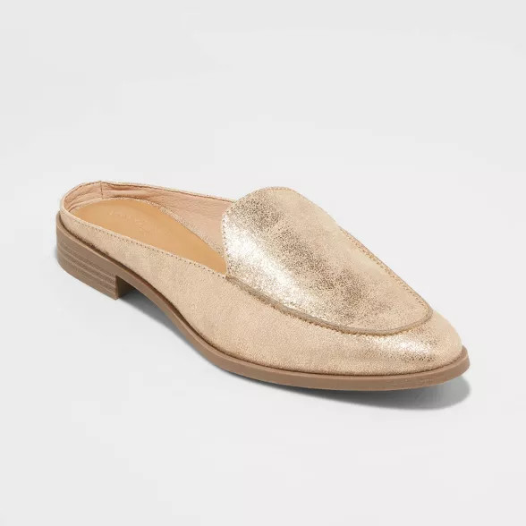 Women's Lotus Faux Leather Metallic Backless Mules - Universal Thread™ | Target