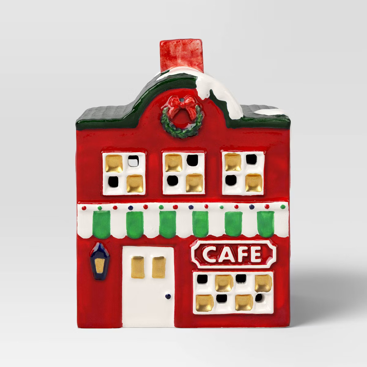 Christmas Earthenware Painted Decorative LED House Red - Threshold™ | Target