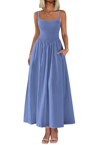PRETTYGARDEN Women's Smocked Maxi Dresses 2025 Summer Beach Sundress Casual Spaghetti Strap Swing... | Amazon (US)