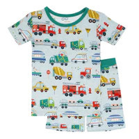 Community Cars Two-Piece Short Sleeve + Shorts Bamboo Viscose Pajama Set | Little Sleepies
