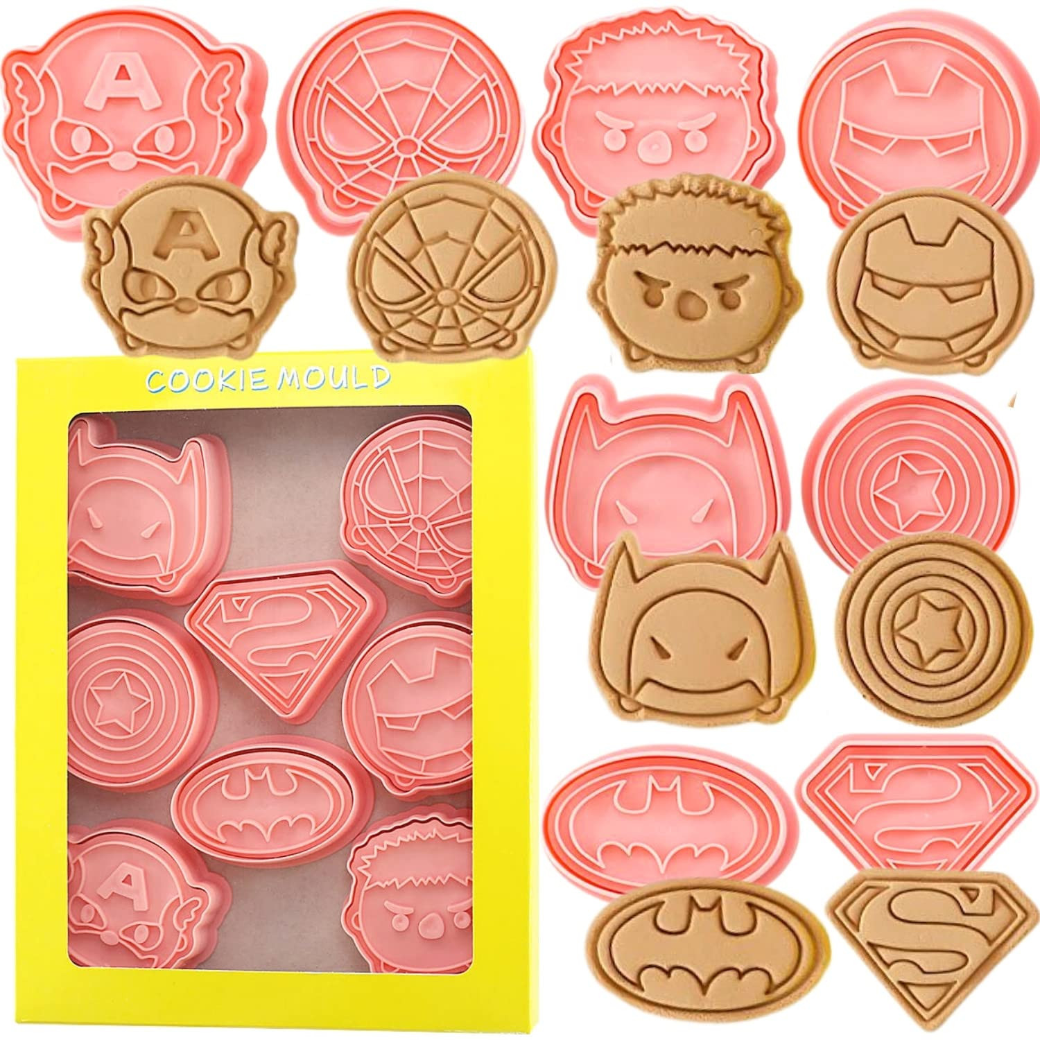 Crethinkaty Cartoon Cookie Cutter-8 Plastic Cookie Stamp- Cartoon Fun Cookie Mold, Children's Bak... | Amazon (US)