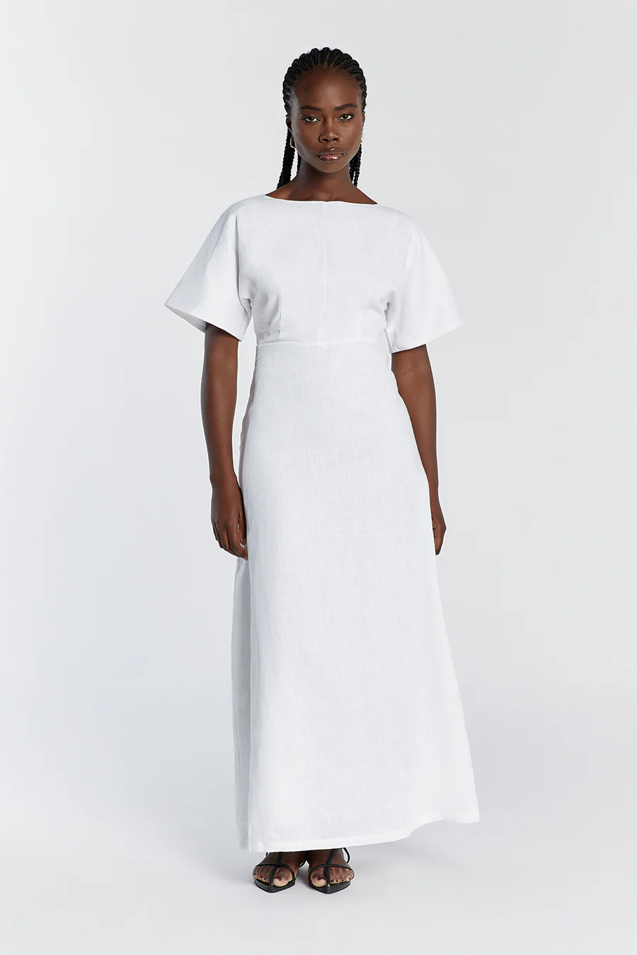 LYNDAL WHITE LINEN MIDI DRESS | DISSH