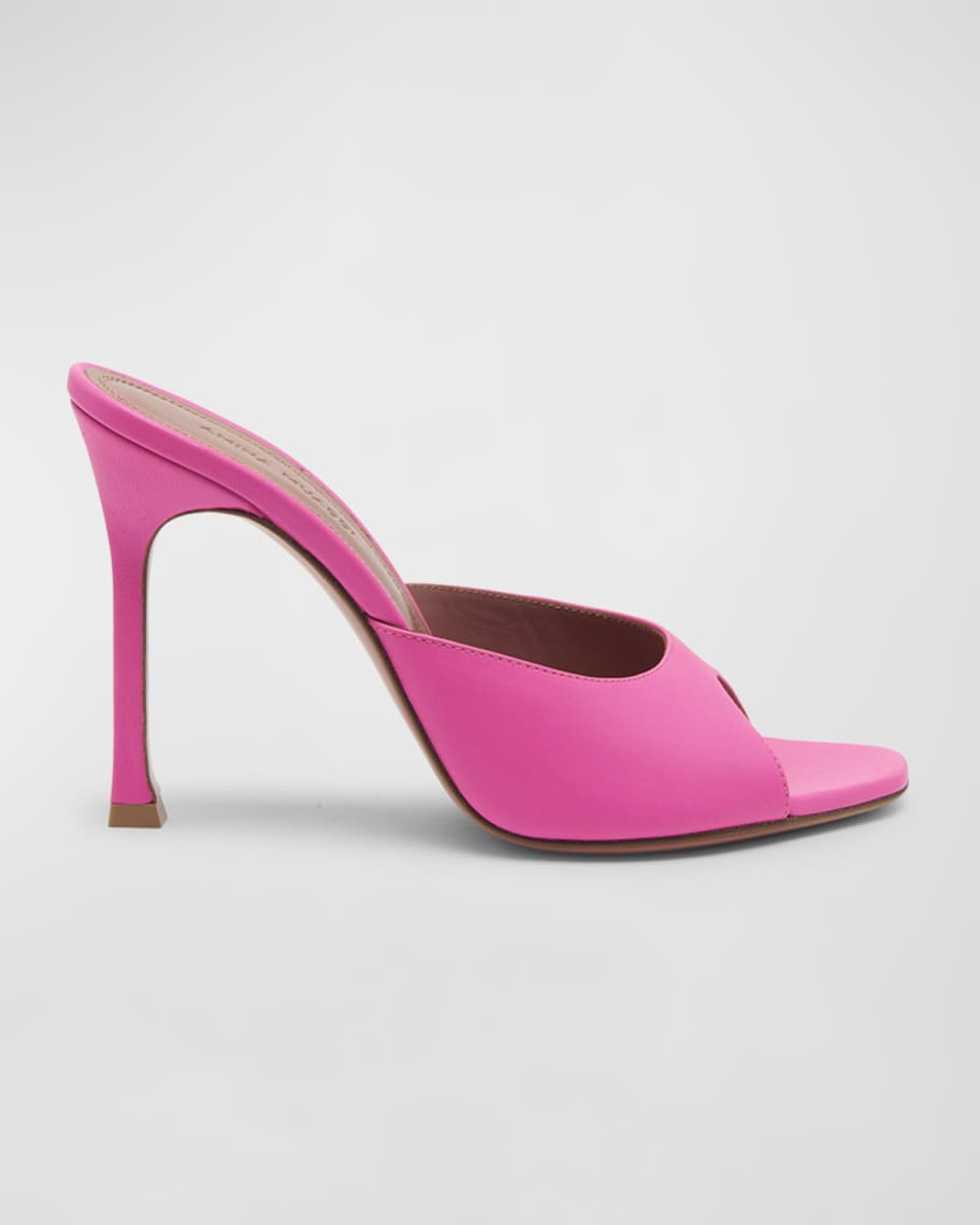 Amina Muaddi Alexa Leather Stiletto Mule Sandals | Neiman Marcus