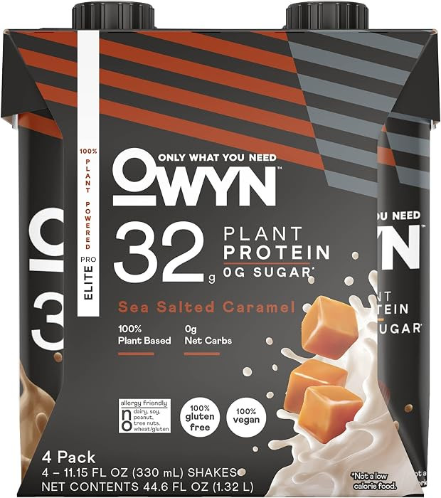 Owyn Sea Salt Caramel Elite Plant Protein Shake 4pk, 11.15 FZ | Amazon (US)
