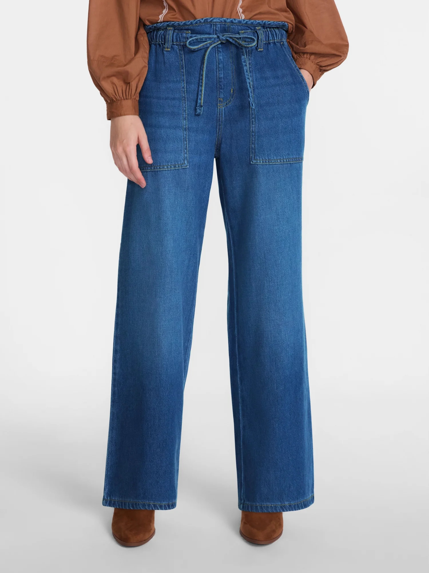Scenario Women's Drapey Denim Jeans, Sizes XS-XXXL | Walmart (US)
