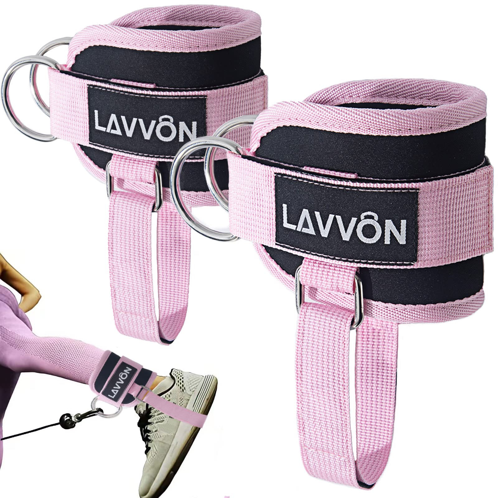 Amazon.com : LAVVON Ankle Straps for Cable Machines Kickbacks - Adjustable Comfort Ankle Cable At... | Amazon (US)