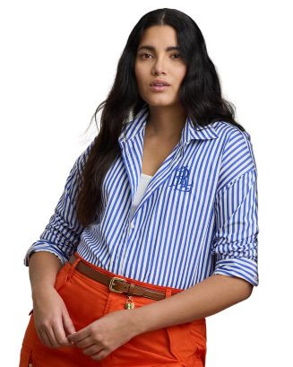Ralph Lauren Plus Relaxed Fit Striped Broadcloth Shirt  | Bloomingdale's Women | Bloomingdale's (US)