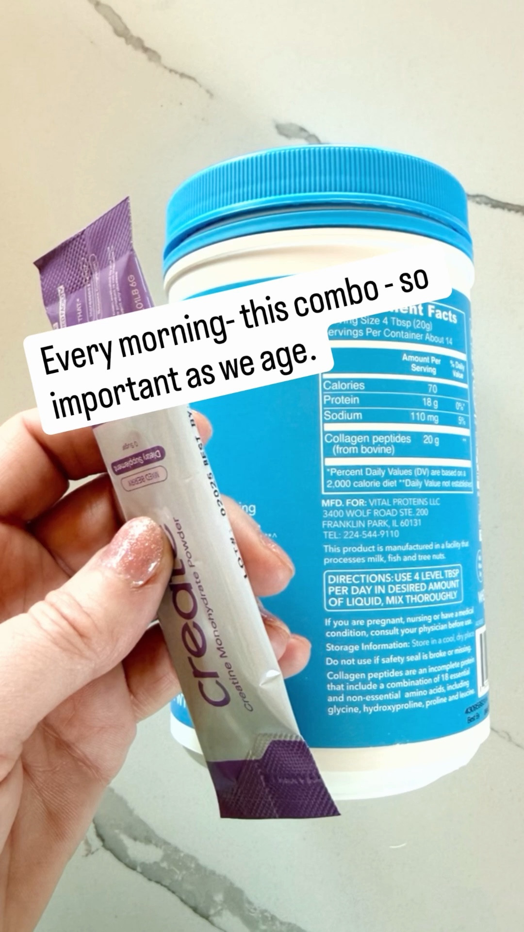Every single morning - I take these 2 things - so important to have creatine and collagen as we age. Super important that you get quality creatine that isn't cut with fillers or loaded with sugar. Also very important that it is Pure Creapure Creatine, all the others are basically only giving you a small percentage of the benefits. This collagen protein powder delivers the most protein I have found while avoiding all the added sugar. 

 #LTKdayinmylife #LTKmorningroutine #LTKselfcare