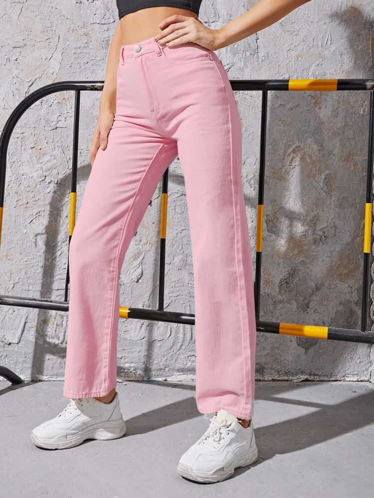 High Waisted Solid Jeans | SHEIN