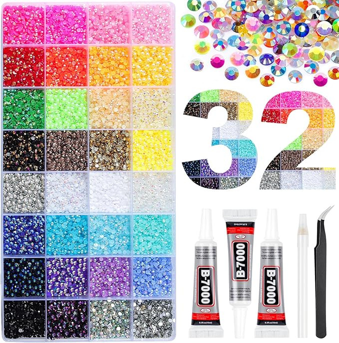 42000Pcs 32 Colors Resin Jelly Rhinestones for Bedazzling, 3mm Multicolor Flatback Gems for Craft... | Amazon (US)