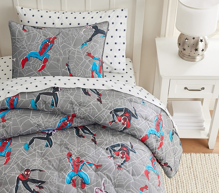 Marvel's Spider-Man Glow-in-the-Dark Comforter &amp; Shams | Pottery Barn Kids