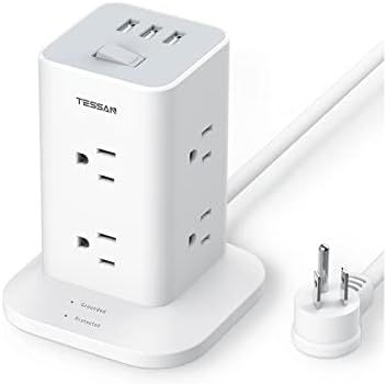 Power Strip Tower with 8 Outlets 3 USB Ports, TESSAN Surge Protector Extension Cord 6 Feet, Charg... | Amazon (US)