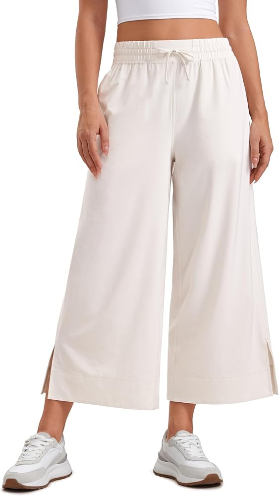 CRZ YOGA Lightweight Wide Leg Cropped Pants for Women 25" High Waisted Loose Casual Lounge Travel... | Amazon (US)