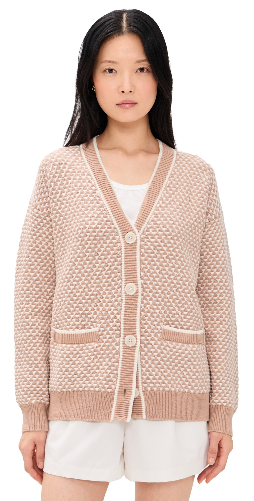 Varley Tarran Stitch Knit Cardigan Light Taupe S | Shopbop