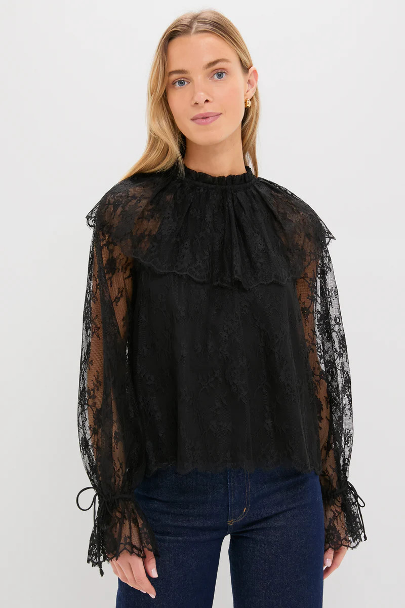 Black Casandra Lace Blouse | Tuckernuck (US)