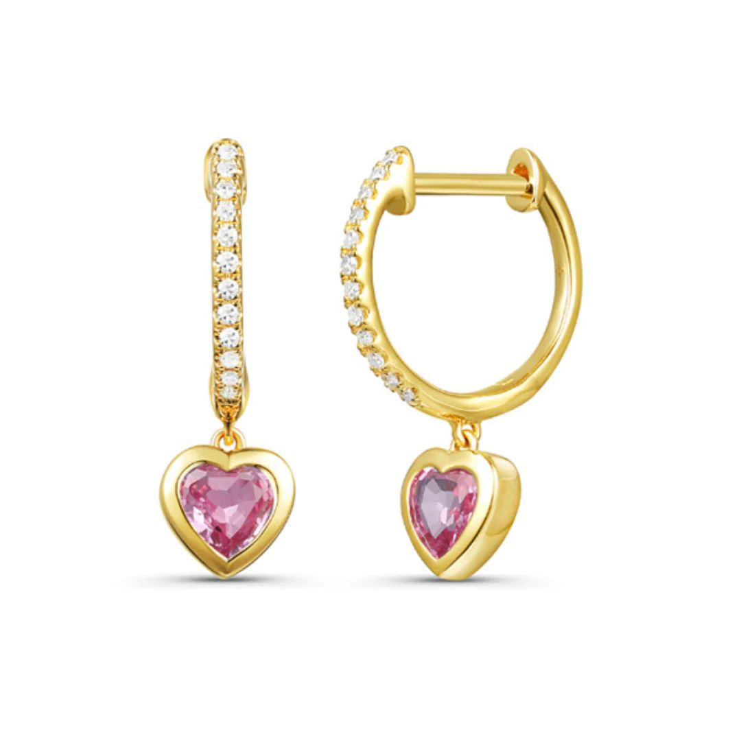 Kait Dainty Heart Drop Huggie Earrings | RW Fine Jewelry