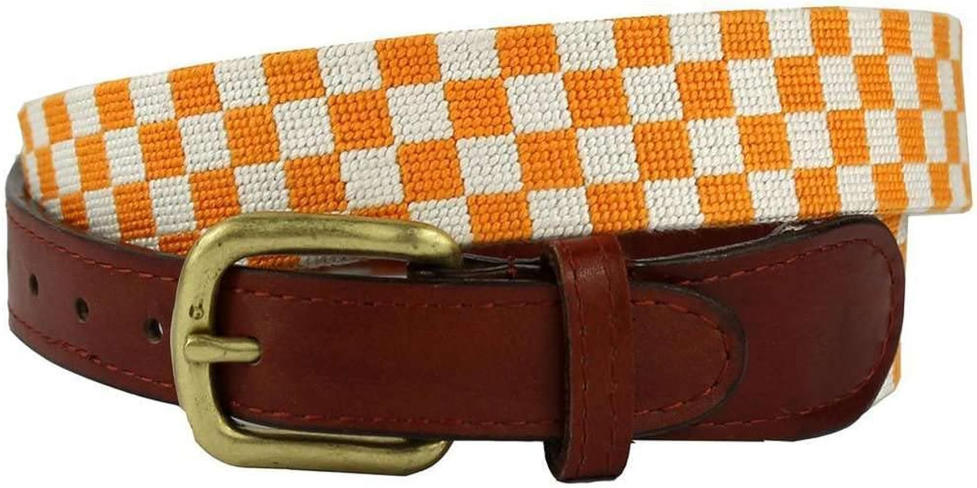 University of Tennessee Checkered Needlepoint Belt in Orange and White by Smathers & Branson | Amazon (US)